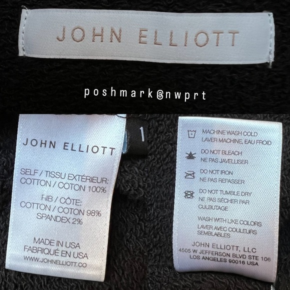 JOHN ELLIOTT Boca Zip Up Cropped Hoodie Black Jacket Sweatshirt 1 XS S Small - Picture 4 of 10